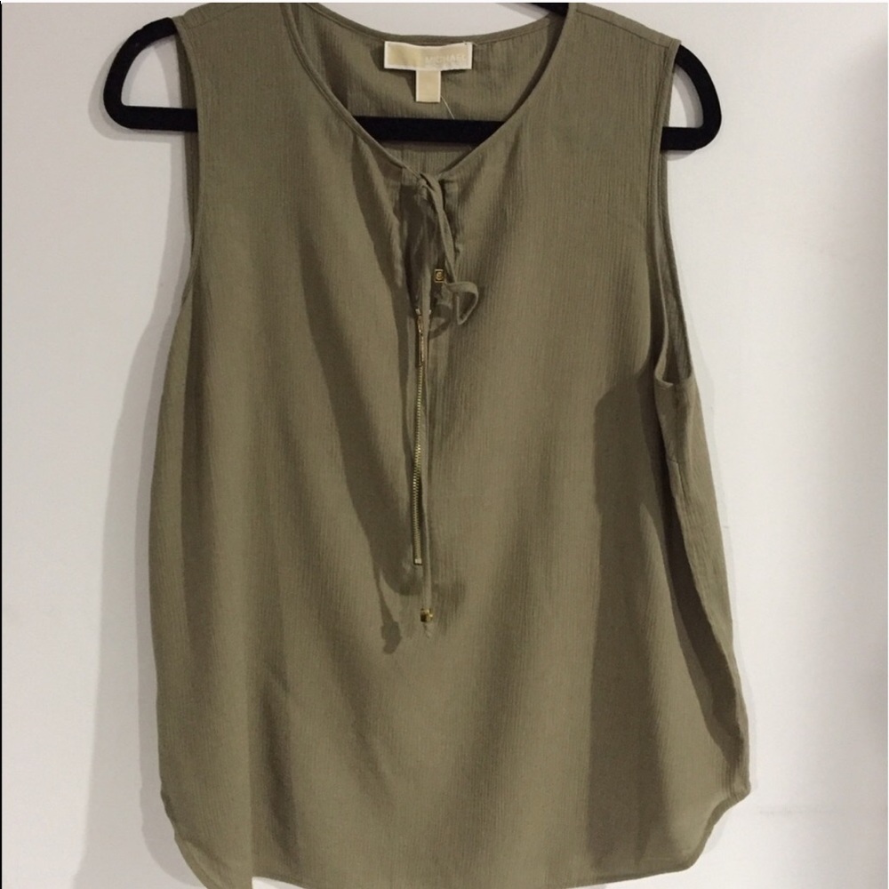 NWT Michael Kors Army Green blouse. Size Large